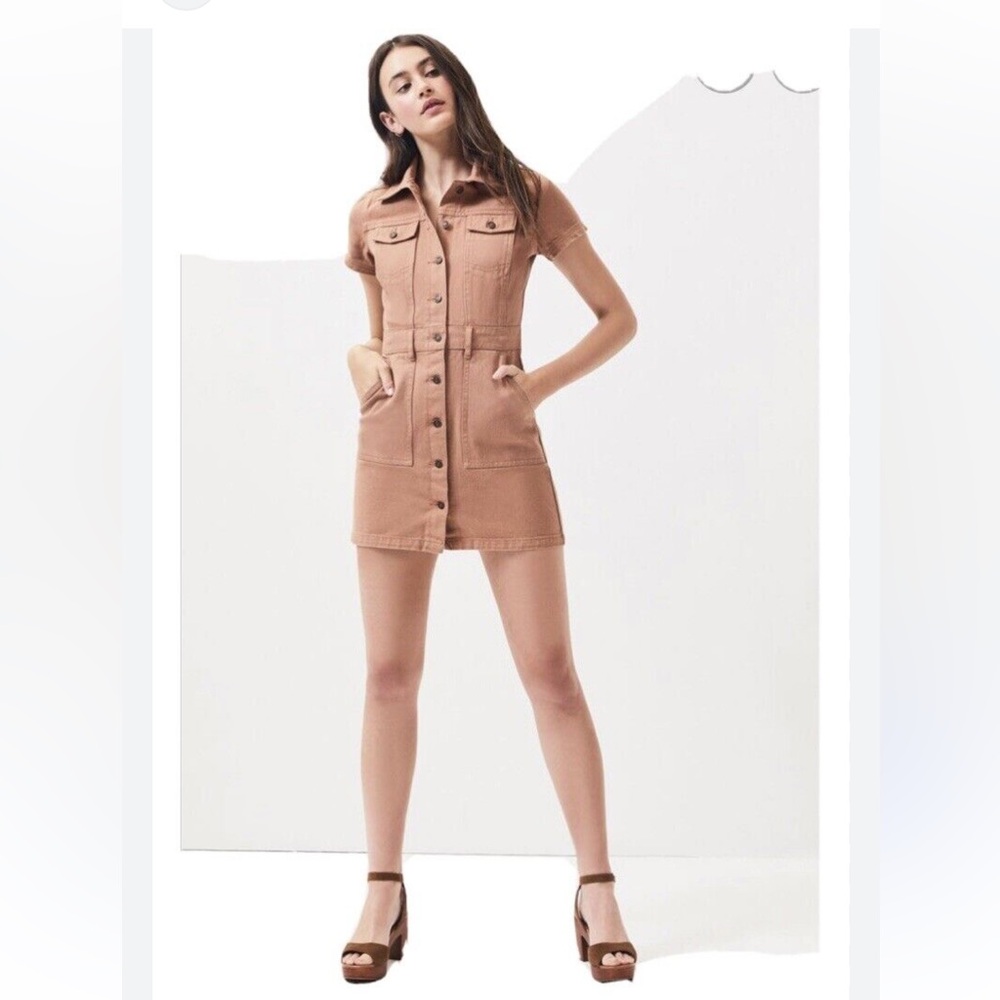 H&M Divided Button Down Beige Denim MIDI Dress